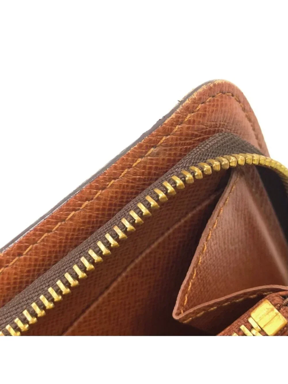 Louis Vuitton Porte-Monnaie Monogram Leather Brown Round Zippy Wallet Gold